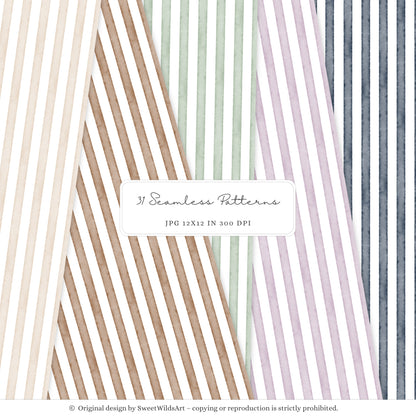 Birthday Woods - Seamless Patterns, Woodland Gingham Polka Dot Stripes | 31 JPEG
