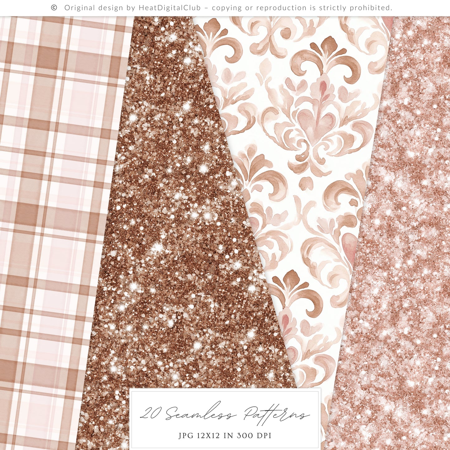 Sweet Romance - Seamless Patterns, Valentine Baking, Pink Brown, Romantic Love | 20 JPEG