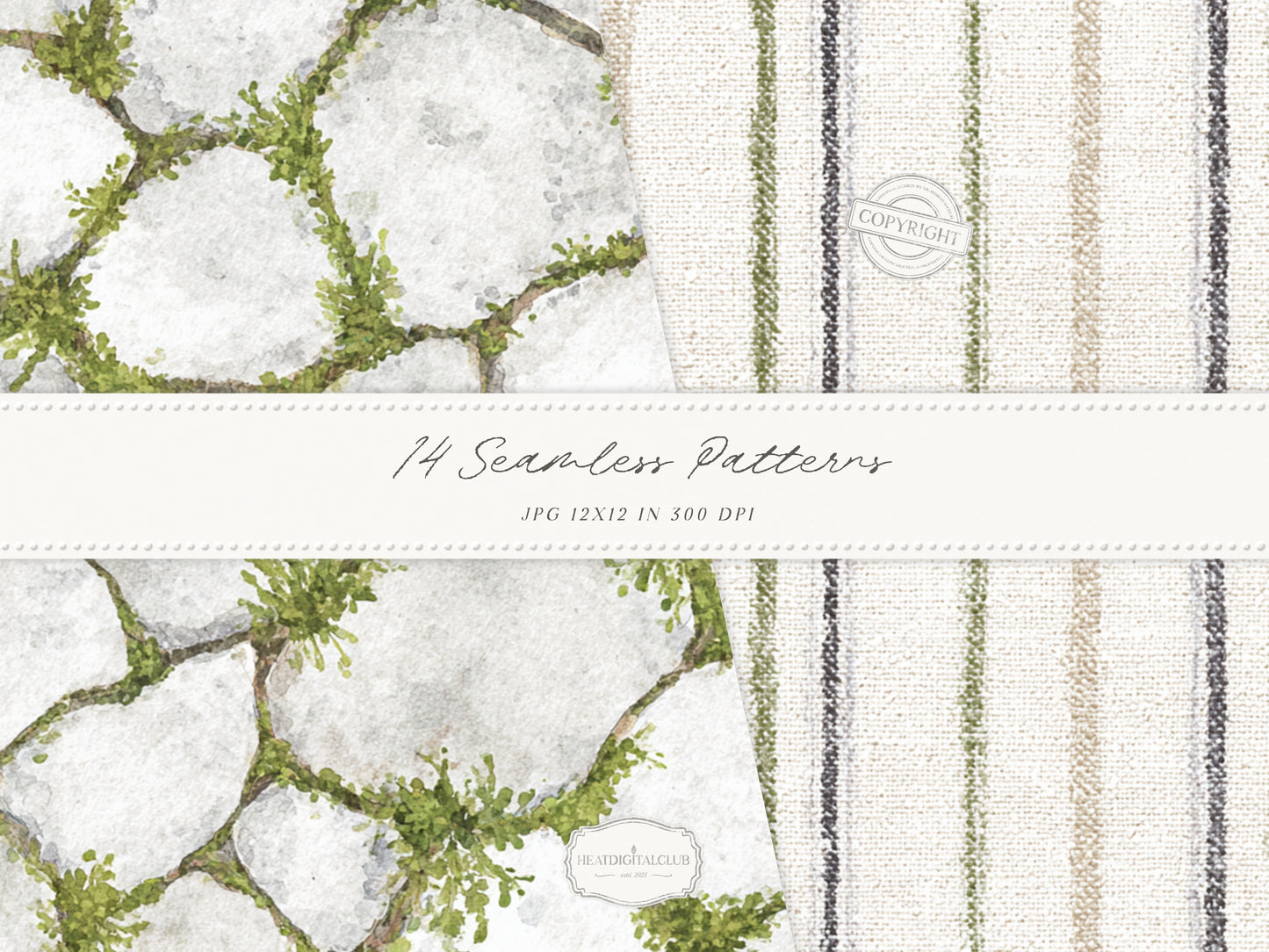 Firefly Garden - Seamless Patterns, Summer Lavender Night Sky, Botanical Patterns, Cottagecore | 14 JPEG