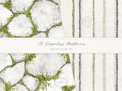 Firefly Garden - Seamless Patterns, Summer Lavender Night Sky, Botanical Patterns, Cottagecore | 14 JPEG