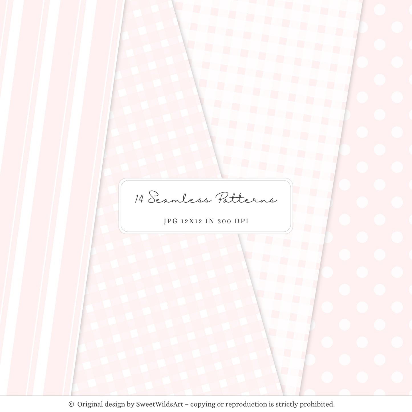 Little Coquettes - Seamless Patterns, Pink Gingham & Floral, Coquette, Baby Girl | 14 JPEG