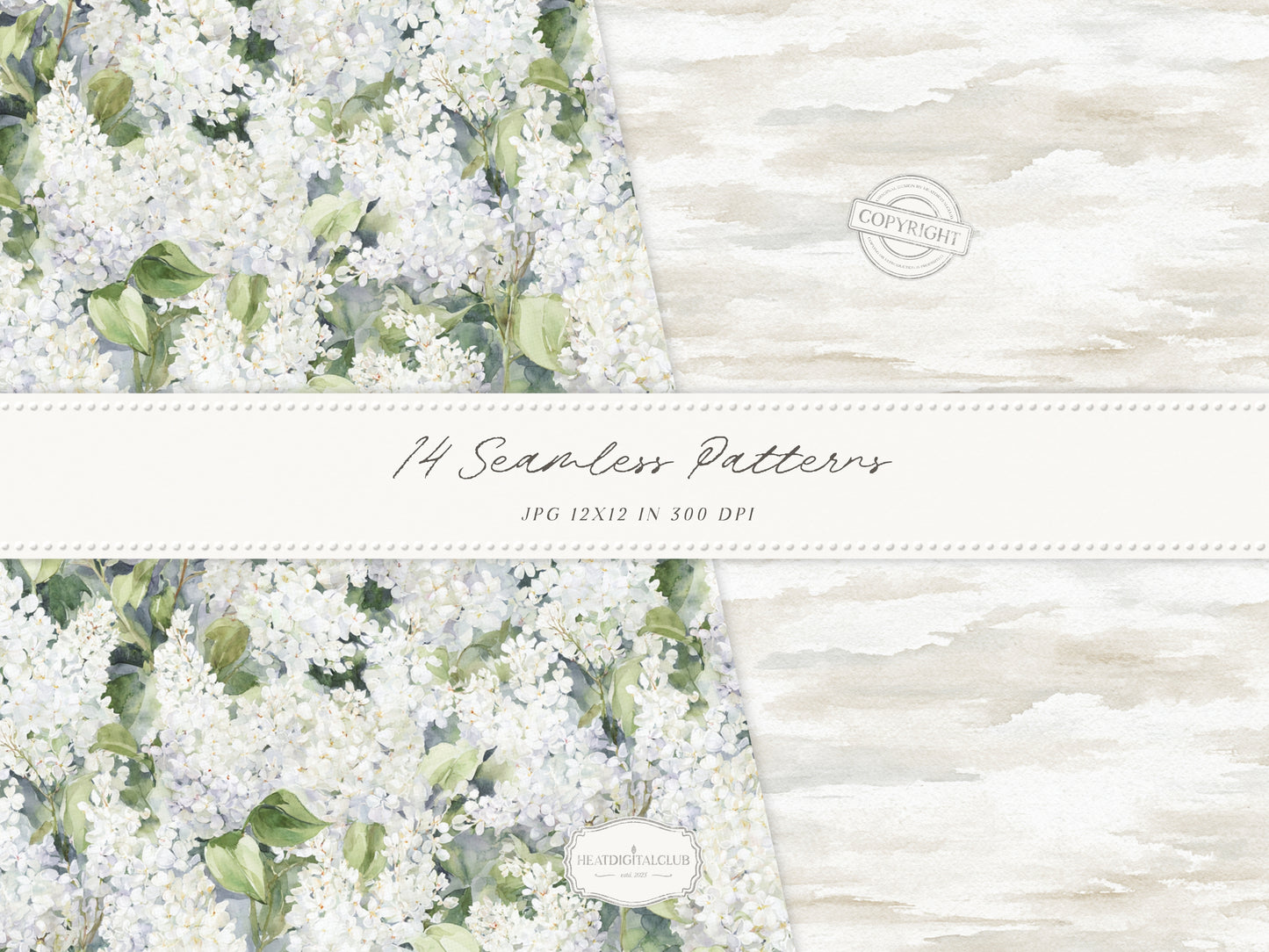 Country Spring - Seamless Patterns, Cottagecore, Strawberry & Lilac Prints, Rustic Neutral | 14 JPEG