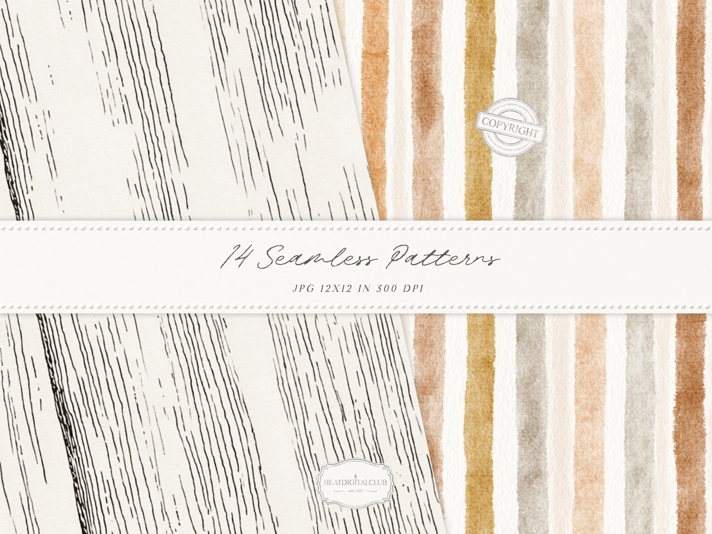 Beloved Fall - Autumn Seamless Patterns, Pumpkin Pattern, Neutral Fall Patterns, Cottage Fall | 14 JPEG