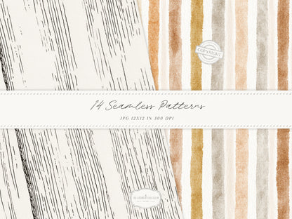 Beloved Fall - Autumn Seamless Patterns, Pumpkin Pattern, Neutral Fall Patterns, Cottage Fall | 14 JPEG