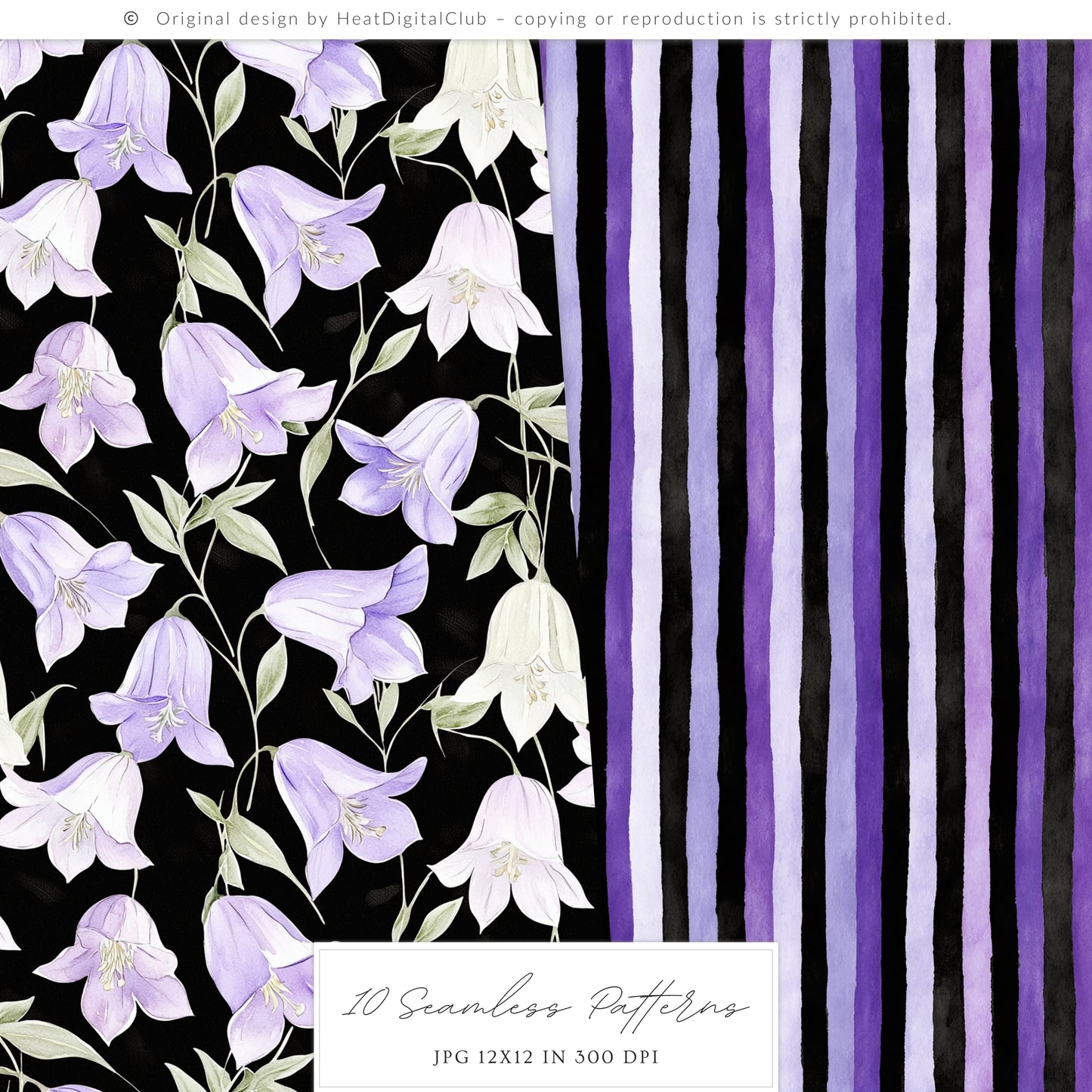 Haunted Rapunzel - Watercolor Seamless Patterns, Fairytale Gothic Halloween | 10 JPEG