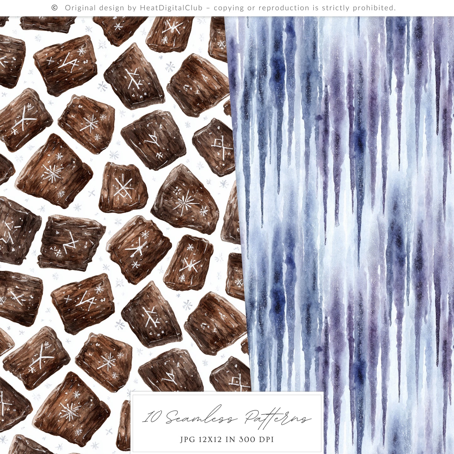 Winter Oracle - Seamless Patterns, Magical, Navy Violet, Mystical Scrapbook  | 10 JPEG