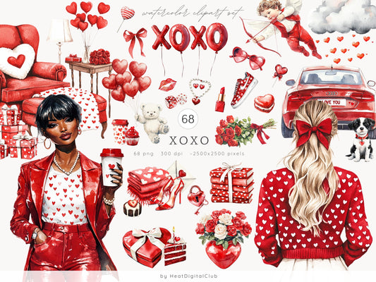 XOXO - Valentines Day Clipart, Romantic, Love, Balloons | 68 PNG