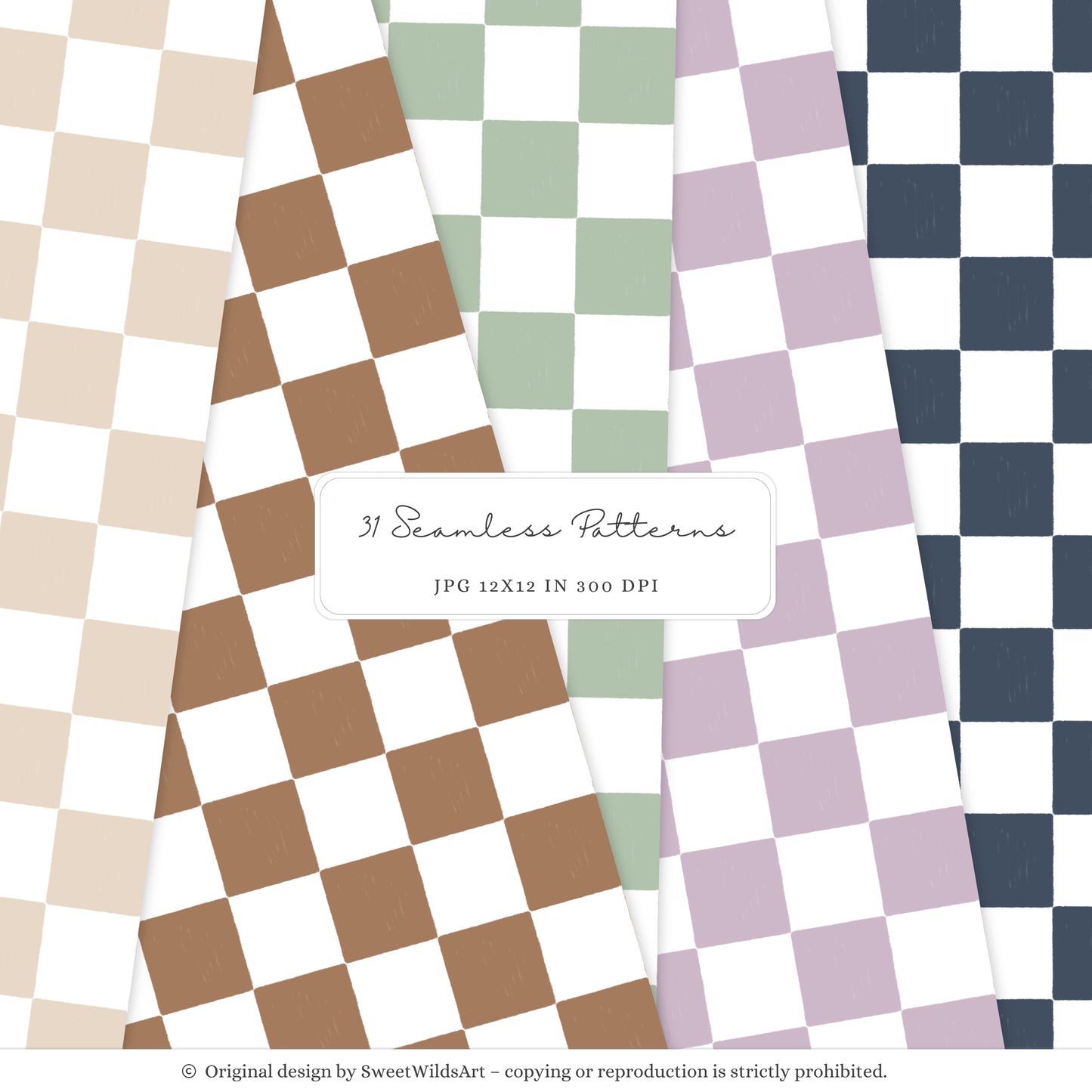 Birthday Woods - Seamless Patterns, Woodland Gingham Polka Dot Stripes | 31 JPEG