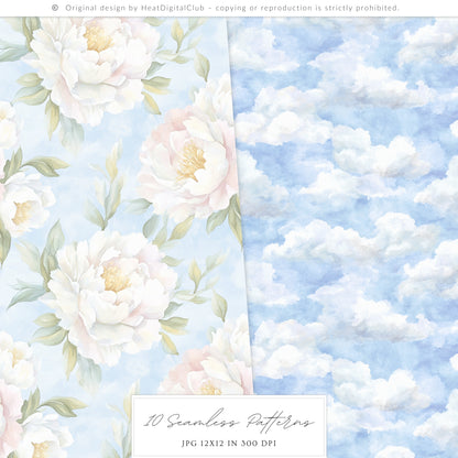She is a Libra - Watercolor Seamless Patterns,  Libra Zodiac, Astrology, Zodiac | 10 JPEG