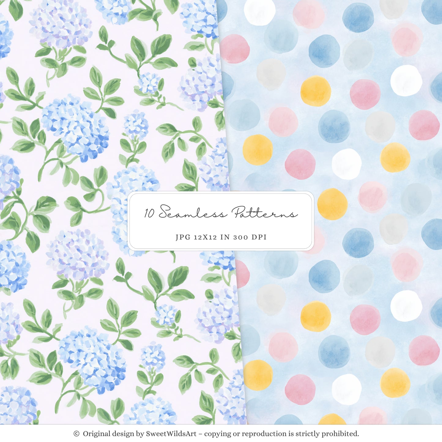 School Sweethearts - Back to School Seamless Patterns, Grandmillennial, Florals | 10 JPEG