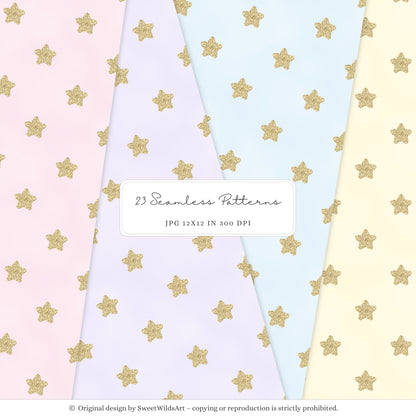 Rainbow World -  Seamless Patterns, Cute Fairytale Pastel | 23 JPEG
