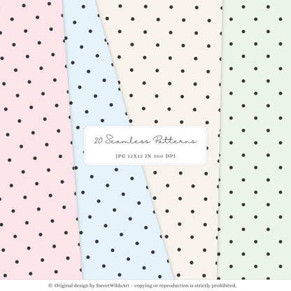 Drawing Party - Seamless Patterns, Kids Gingham Polka Dot Striped | 20 JPEG