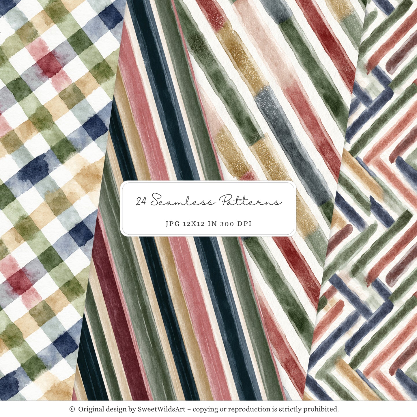 Little Classics - Watercolor Seamless Patterns, Grandmillennial Floral Hydrangea | 24 JPEG