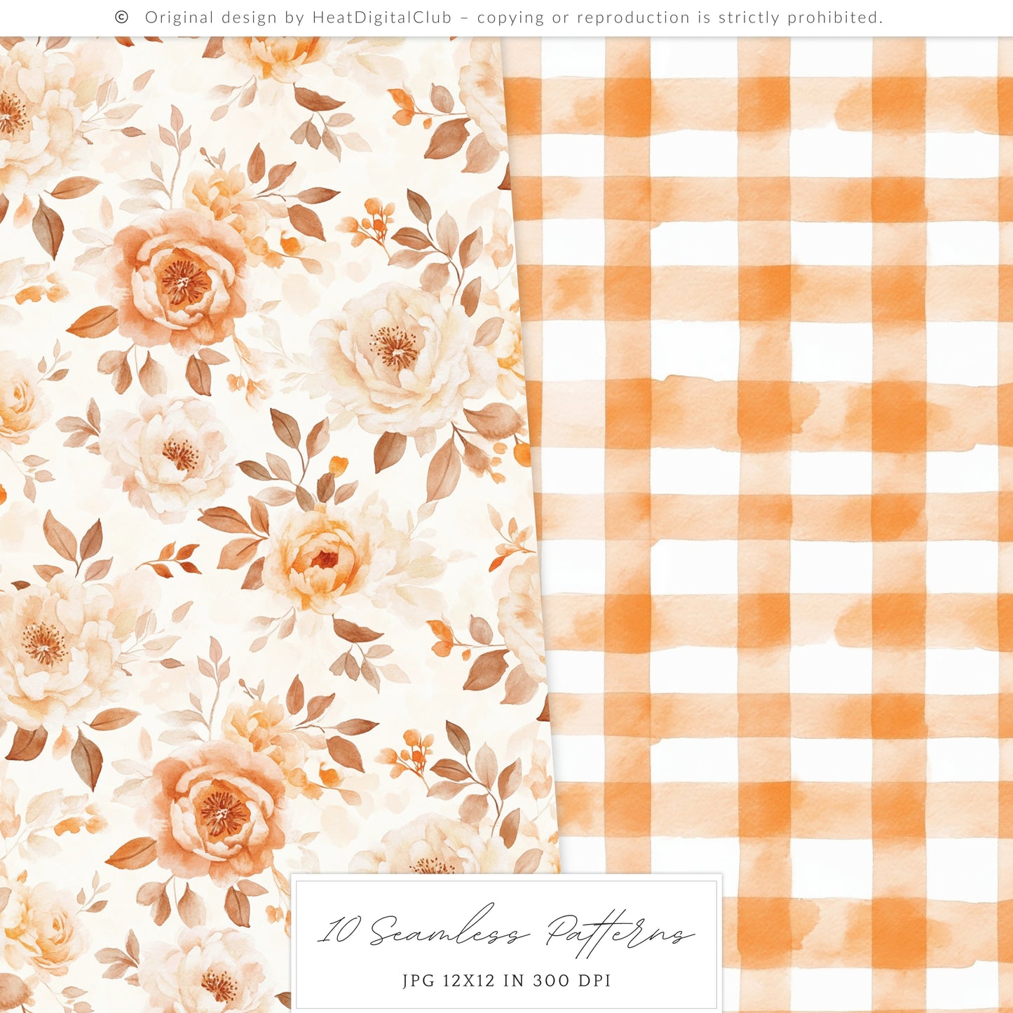 Pumpkin Soul - Seamless Patterns, Fall, Cozy Autumn |10 JPEG