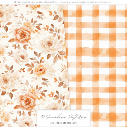 Pumpkin Soul - Seamless Patterns, Fall, Cozy Autumn |10 JPEG