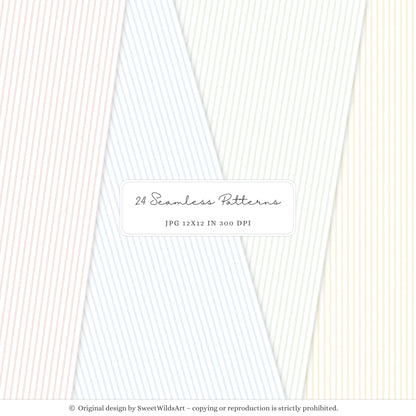 Sweet Classics - Seamless Patterns, Pastel Gingham, Floral Scrapbook Paper, Baby Nursery | 24 JPEG