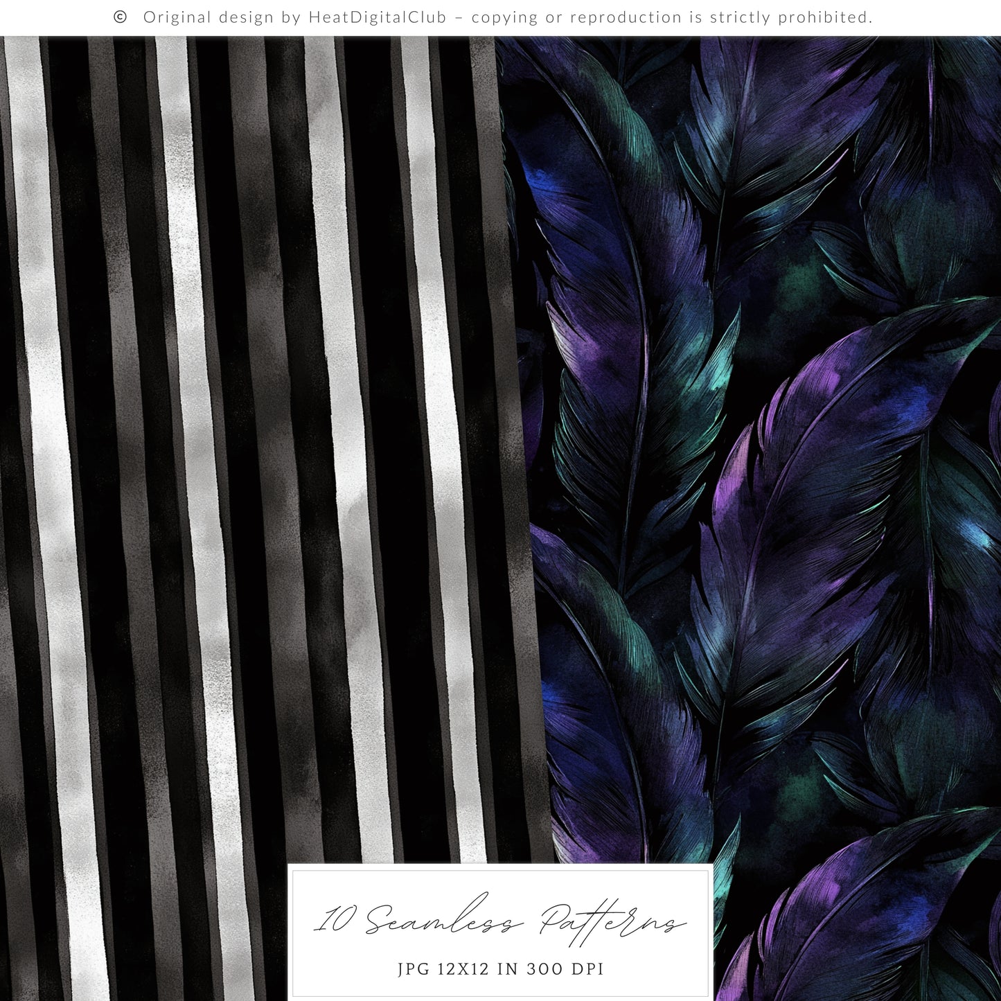 Twilight Chamber - Seamless Patterns, Gothic, Velvet Halloween | 10 JPEG