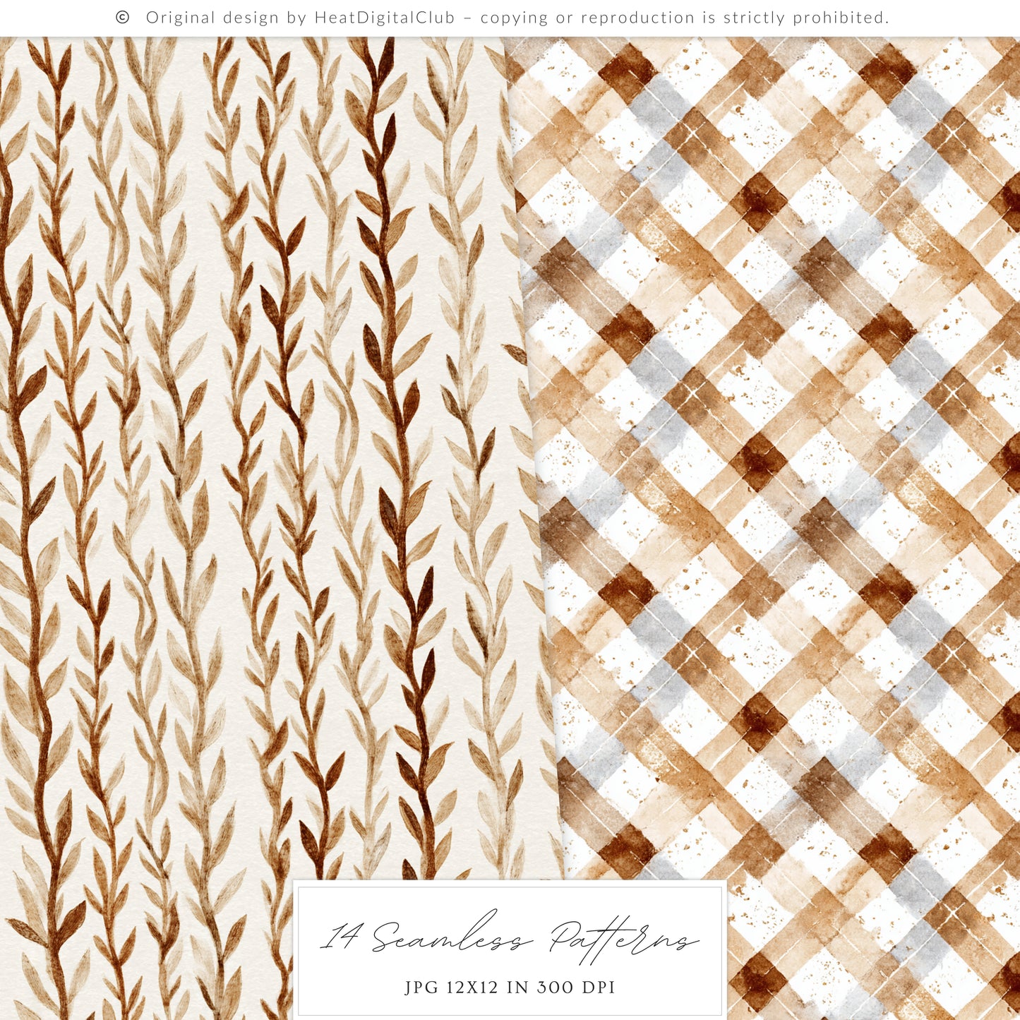 Mushroom Garden - Seamless Patterns, Cottagecore Forest Digital Paper, Shabby Patterns | 14 PNG