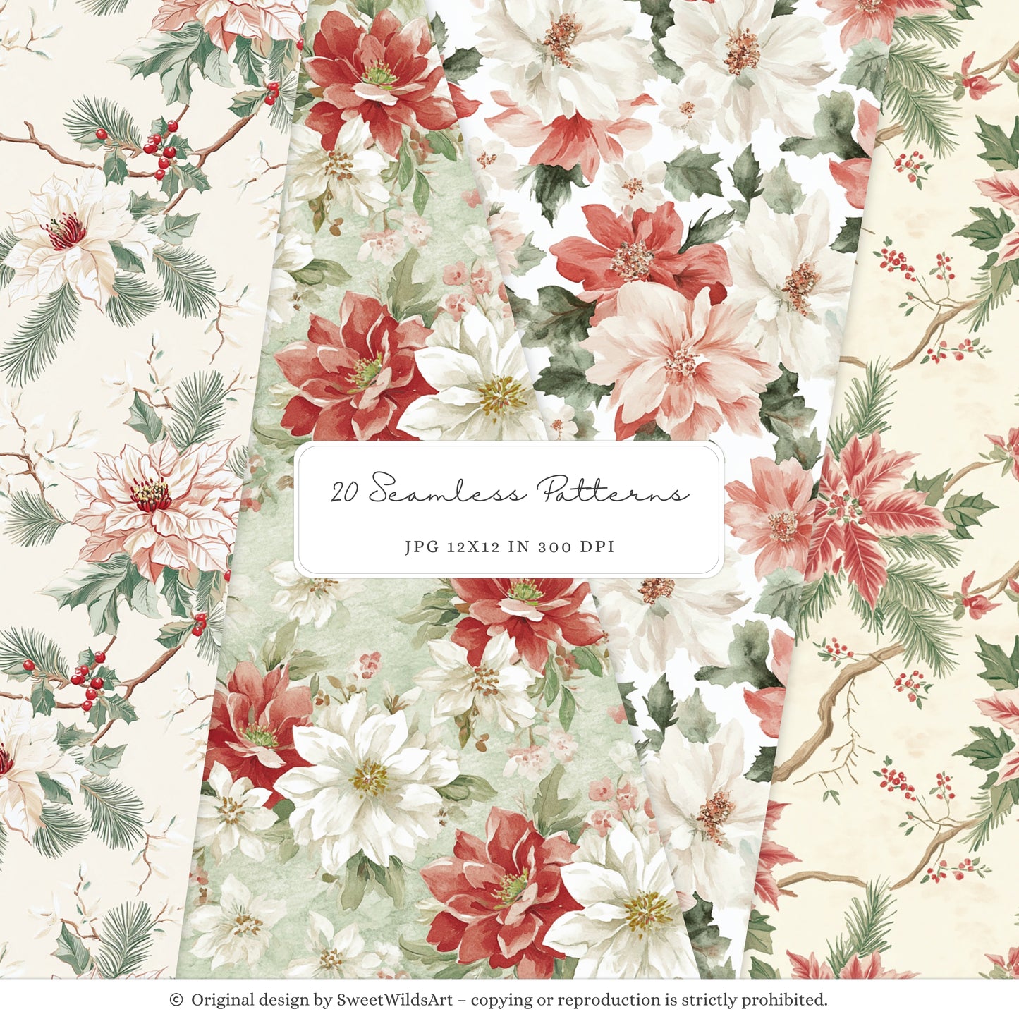 Holiday Classics - Christmas Seamless Patterns, Tartan Classic, Cozy Festive | 20 JPEG