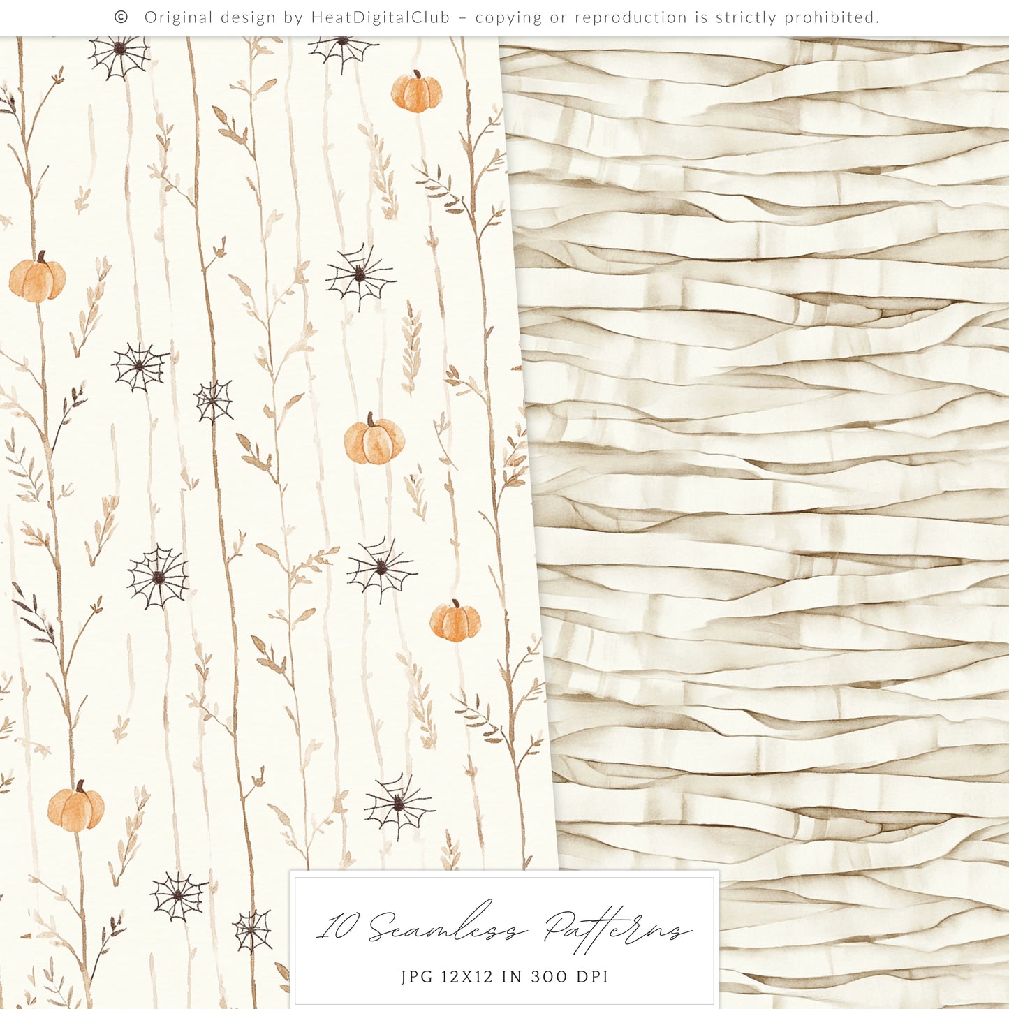 Cozy Haunt - Seamless Patterns, Cozy Halloween, Spooky Autumn, Ghost | 10 JPEG