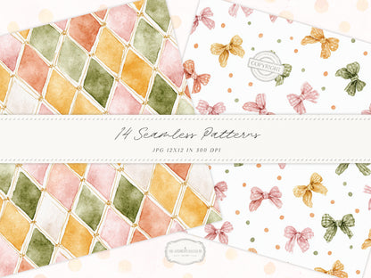 Joyful Fall - Seamless Patterns, Bright Autumn Digital Paper, Autumn Floral | 14 JPEG