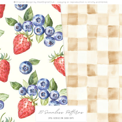 Alpine Summer - Seamless Patterns, Countryside Wildflower, Poppies | 10 JPEG