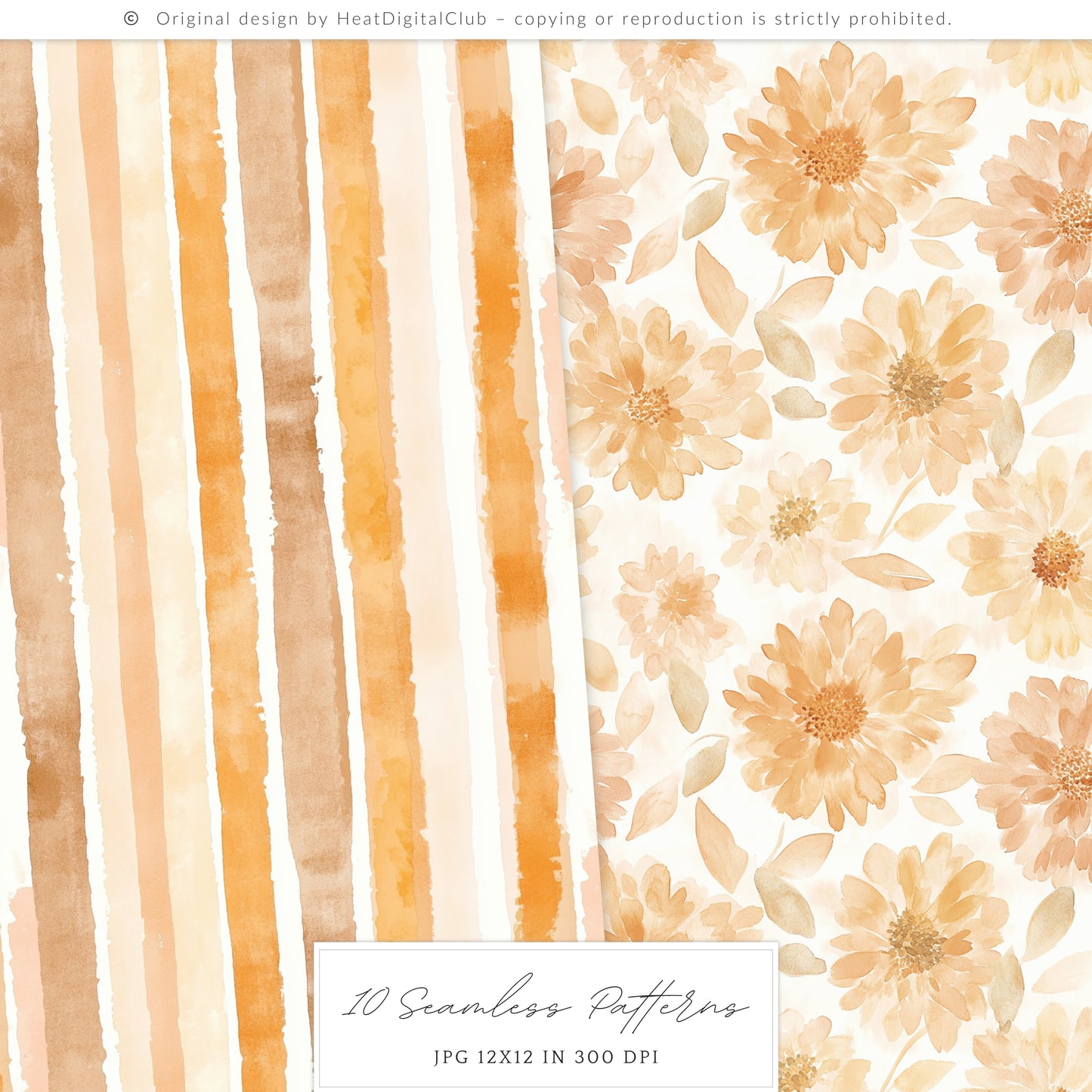 Pumpkin Soul - Seamless Patterns, Fall, Cozy Autumn |10 JPEG