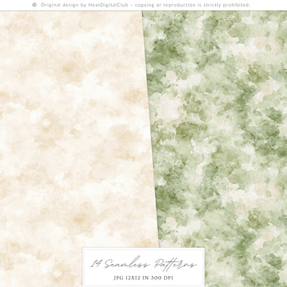 Mushroom Garden - Seamless Patterns, Cottagecore Forest Digital Paper, Shabby Patterns | 14 PNG