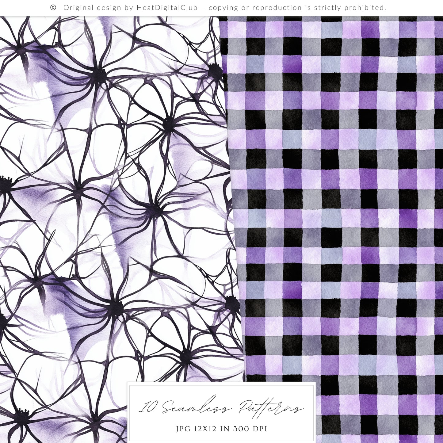 Haunted Rapunzel - Watercolor Seamless Patterns, Fairytale Gothic Halloween | 10 JPEG