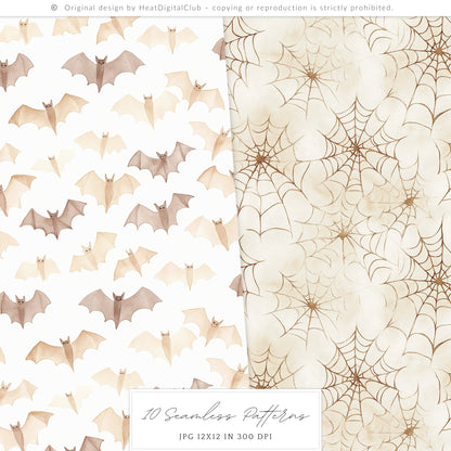 Cozy Haunt - Seamless Patterns, Cozy Halloween, Spooky Autumn, Ghost | 10 JPEG
