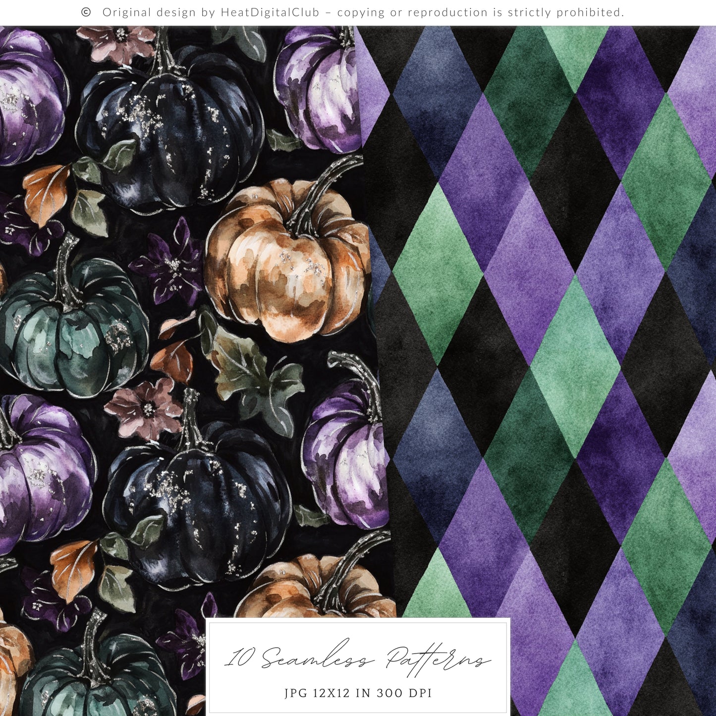 Twilight Chamber - Seamless Patterns, Gothic, Velvet Halloween | 10 JPEG