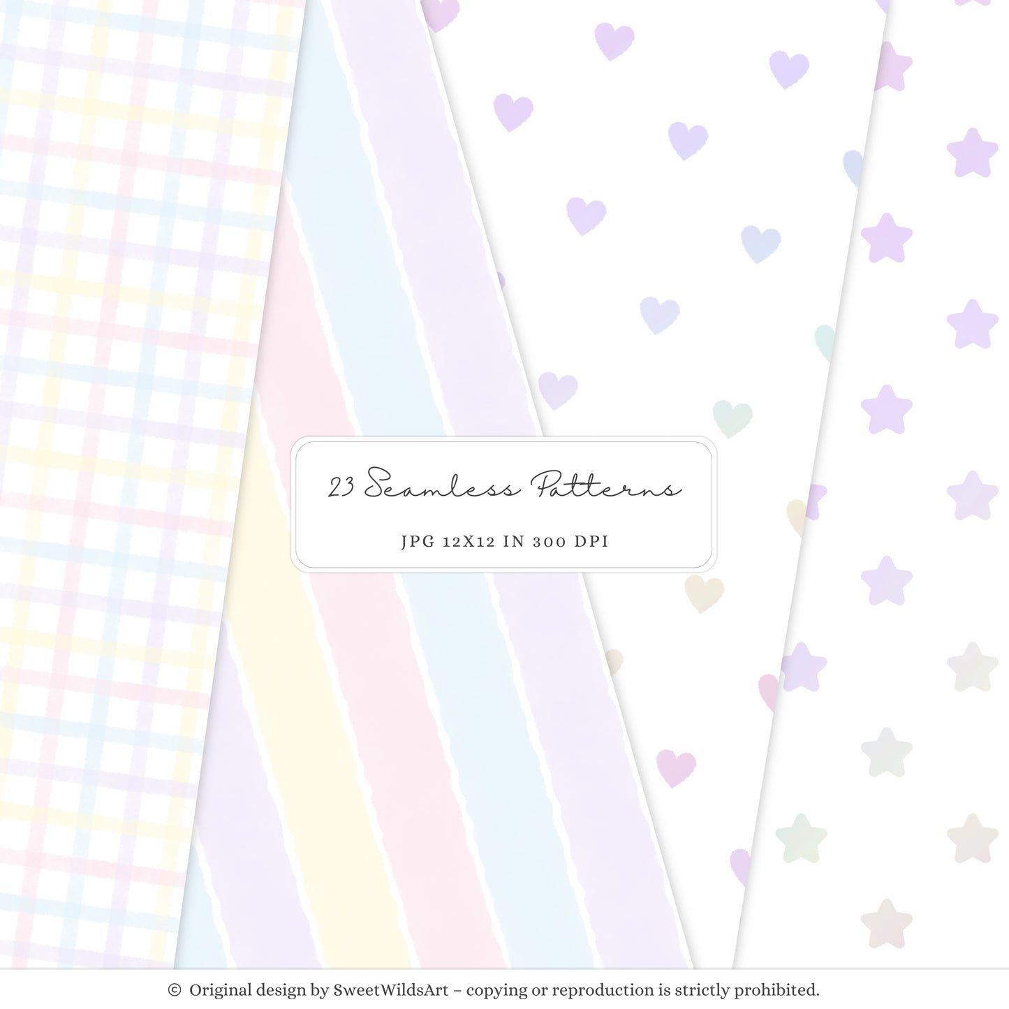 Rainbow World -  Seamless Patterns, Cute Fairytale Pastel | 23 JPEG