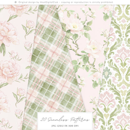 Pure Love - Seamless Patterns, Valentines Day, Hearts, Romantic Blush Pink Ivory | 20 JPEG