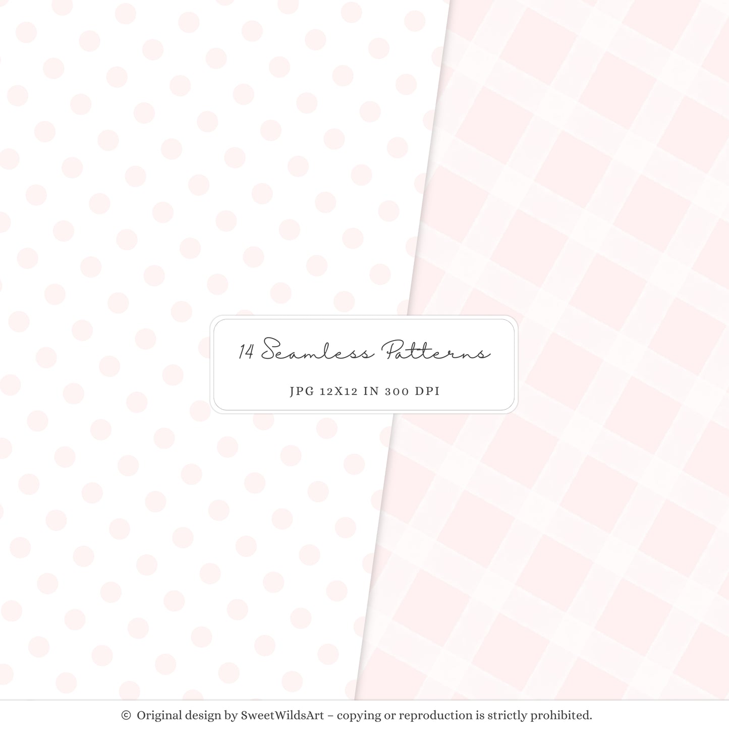 Little Coquettes - Seamless Patterns, Pink Gingham & Floral, Coquette, Baby Girl | 14 JPEG
