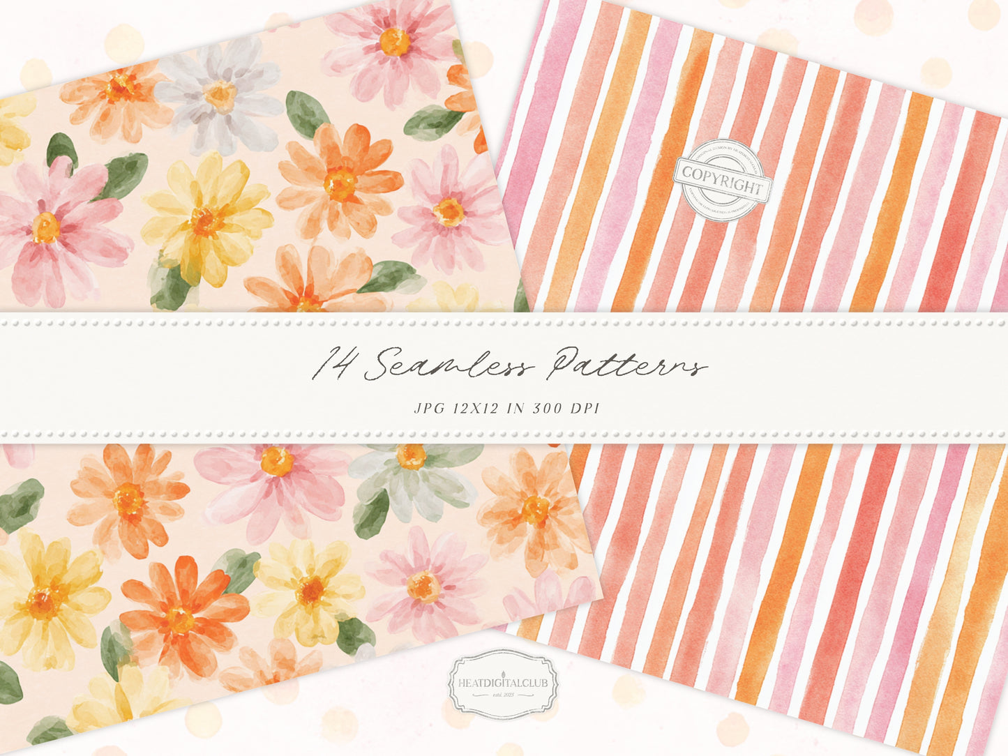 Joyful Fall - Seamless Patterns, Bright Autumn Digital Paper, Autumn Floral | 14 JPEG