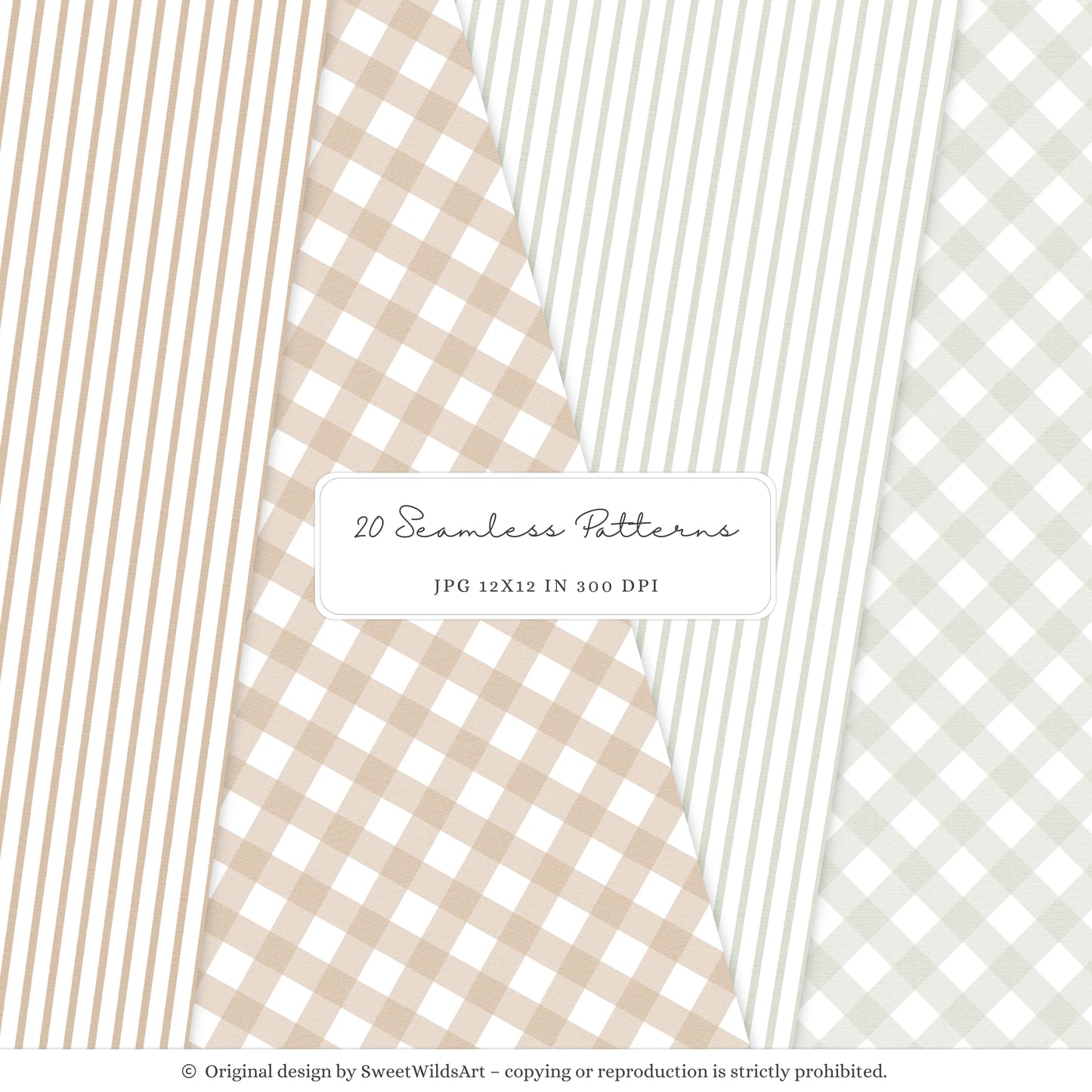 Cottage Classics - Seamless Patterns, French Countryside Elegant Gingham Floral, Rustic |