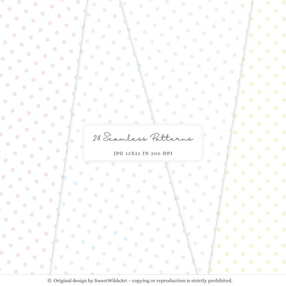 Sweet Classics - Seamless Patterns, Pastel Gingham, Floral Scrapbook Paper, Baby Nursery | 24 JPEG