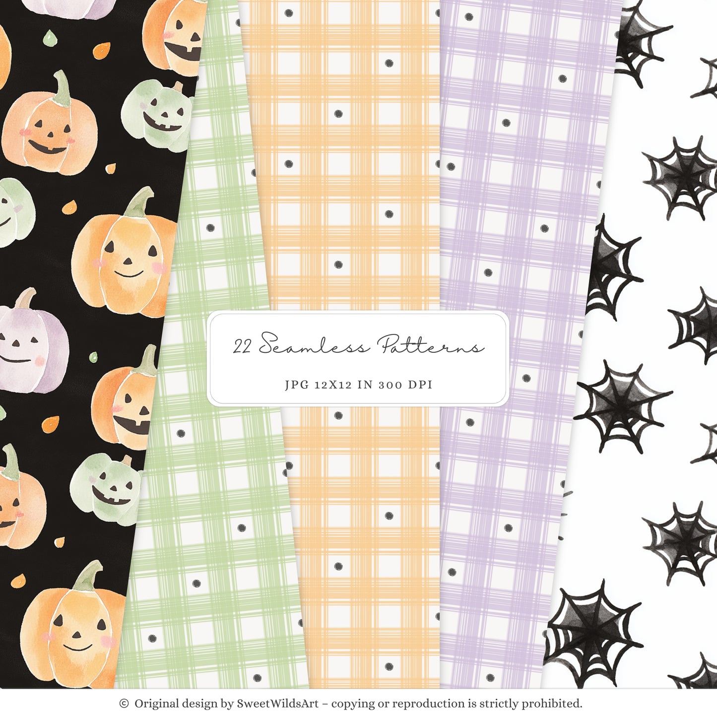 Bootiful Things - Halloween Pattern, Spooky Cute, Ghosts, Stars, Pumpkins | 22 JPEG