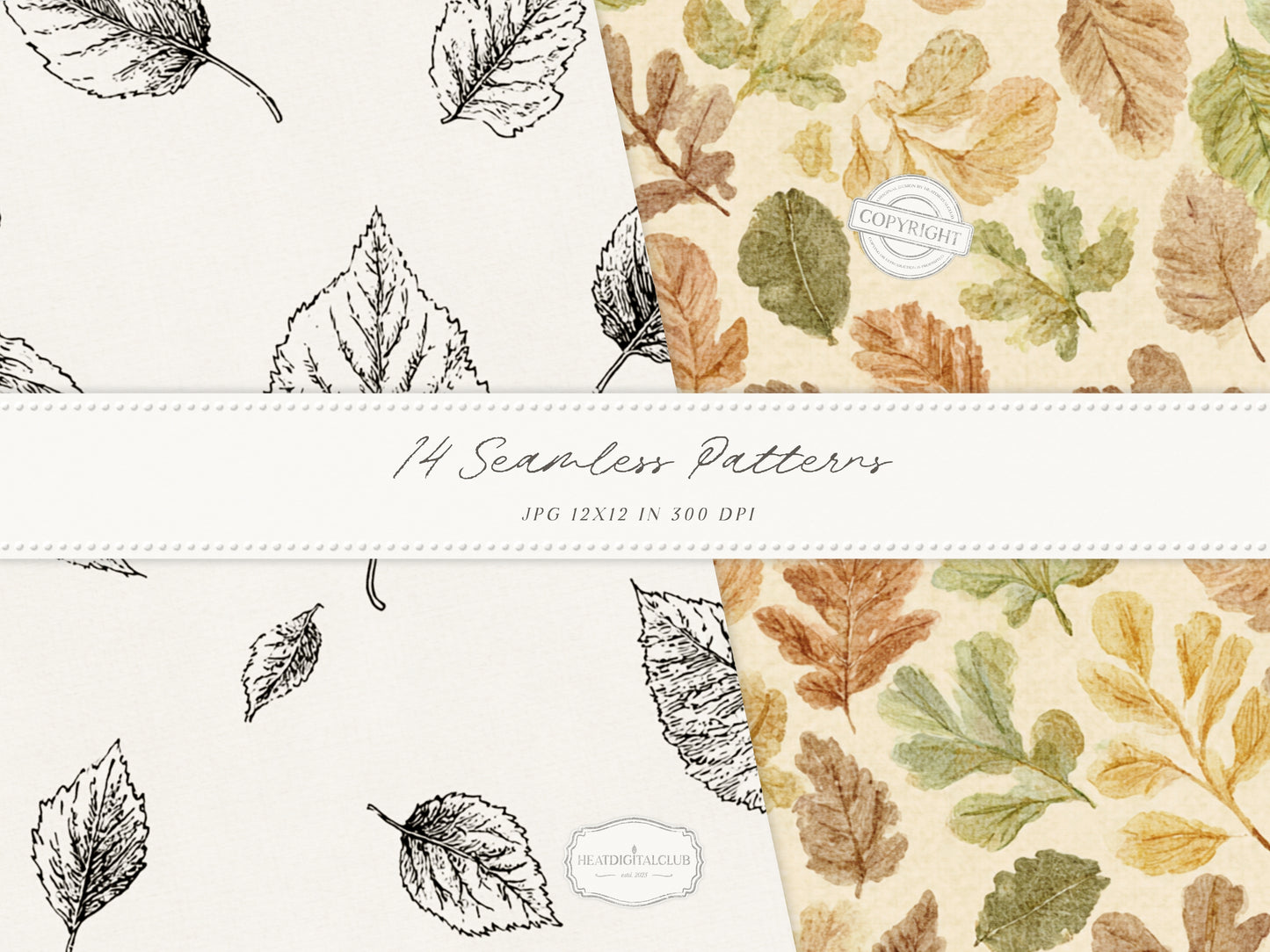 Beloved Fall - Autumn Seamless Patterns, Pumpkin Pattern, Neutral Fall Patterns, Cottage Fall | 14 JPEG