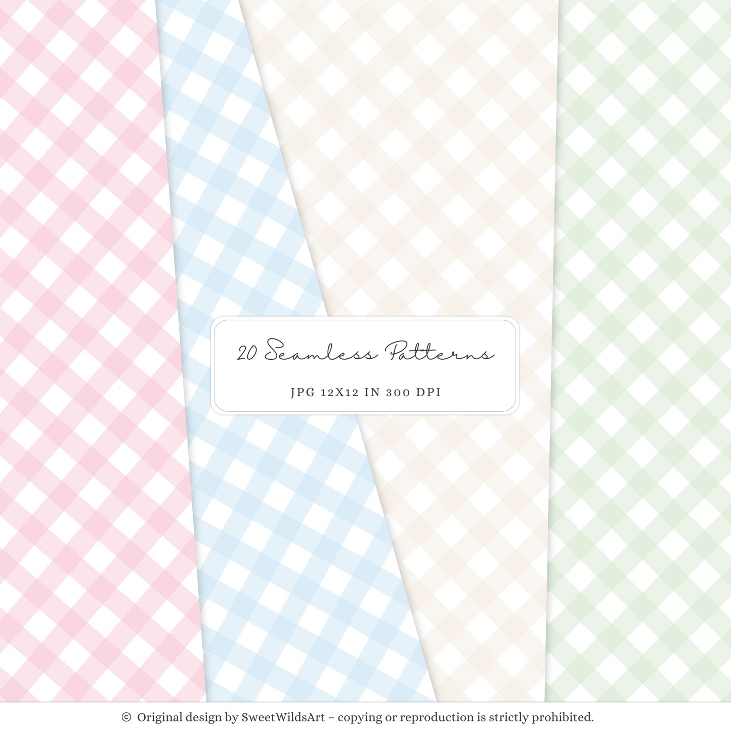 Drawing Party - Seamless Patterns, Kids Gingham Polka Dot Striped | 20 JPEG