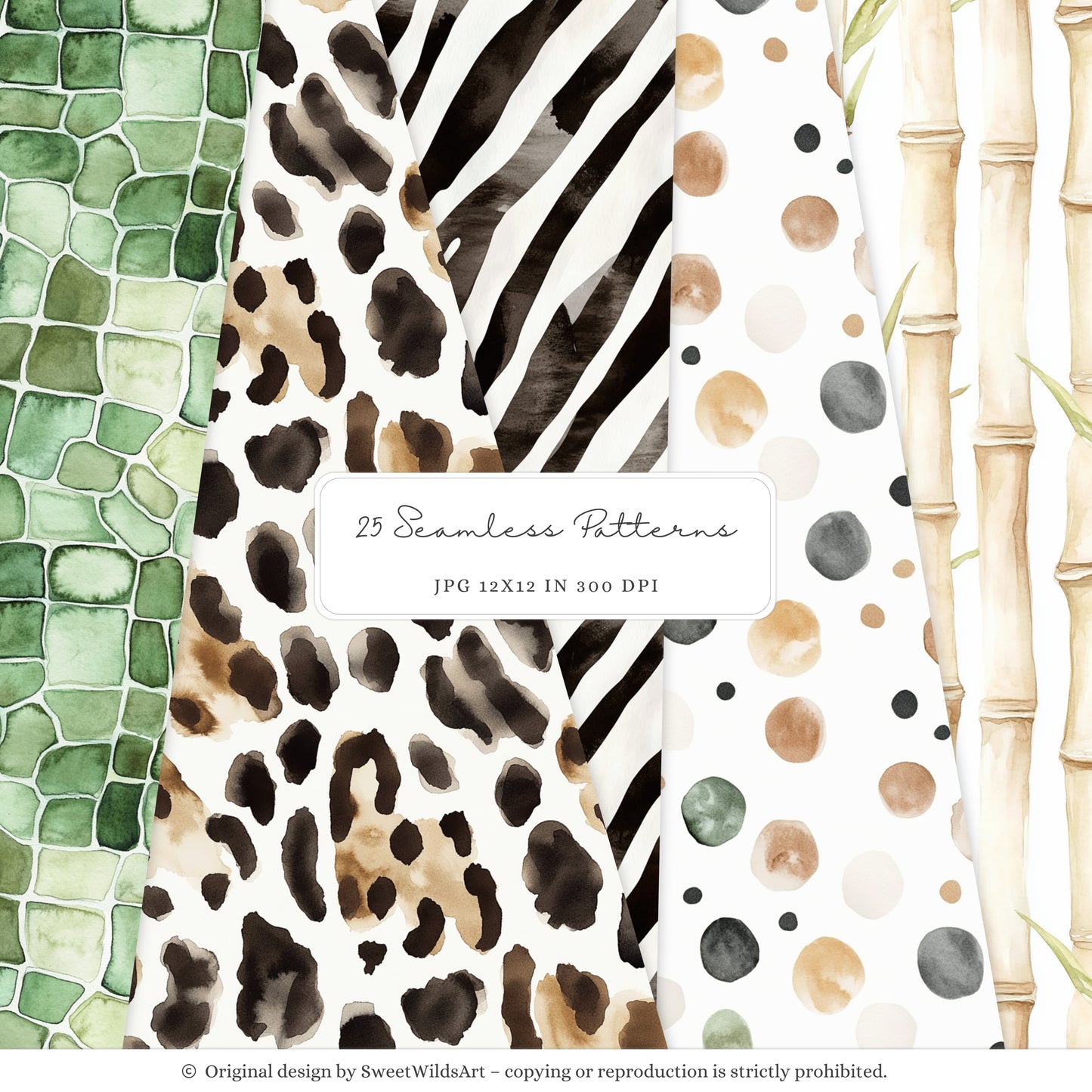 Birthday Tropics - Safari Seamless Patterns, Cute Jungle, Animal | 25 JPEG