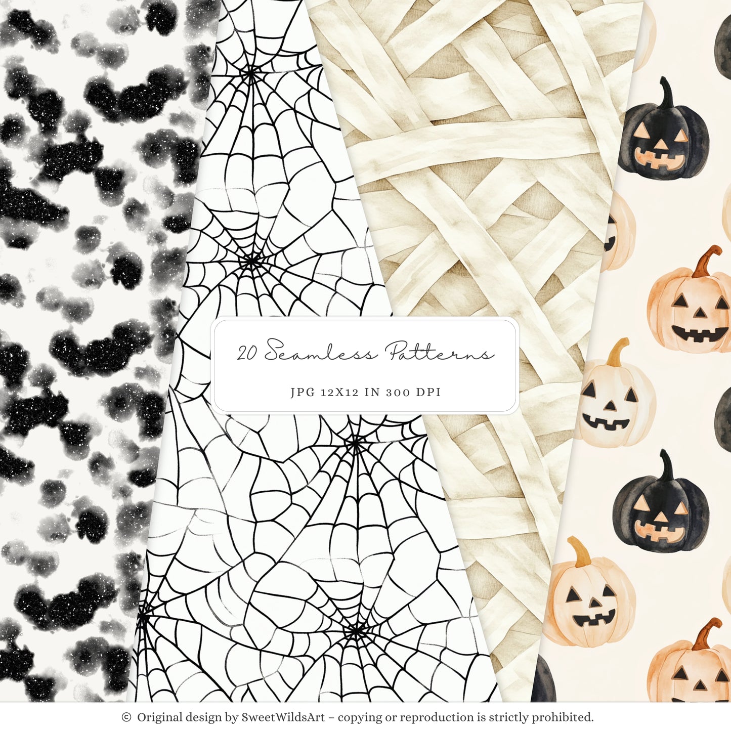 Honk or Haunt - Halloween Seamless Patterns, Candy Corn, Spiderweb | 20 JPEG