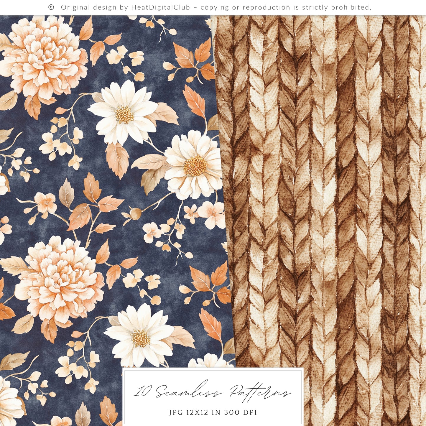 Autumn Residence - Seamless Patterns, Elegant Autumn, Grandmillennial Fall | 10 JPEG
