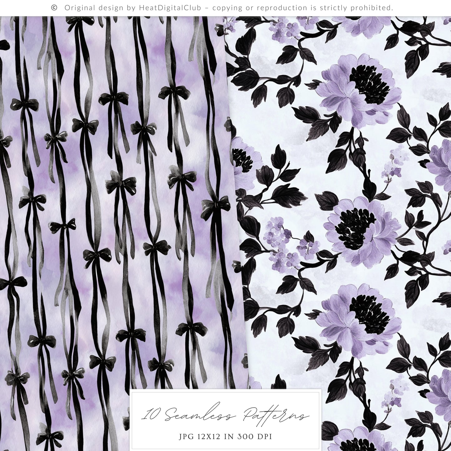 Haunted Rapunzel - Watercolor Seamless Patterns, Fairytale Gothic Halloween | 10 JPEG