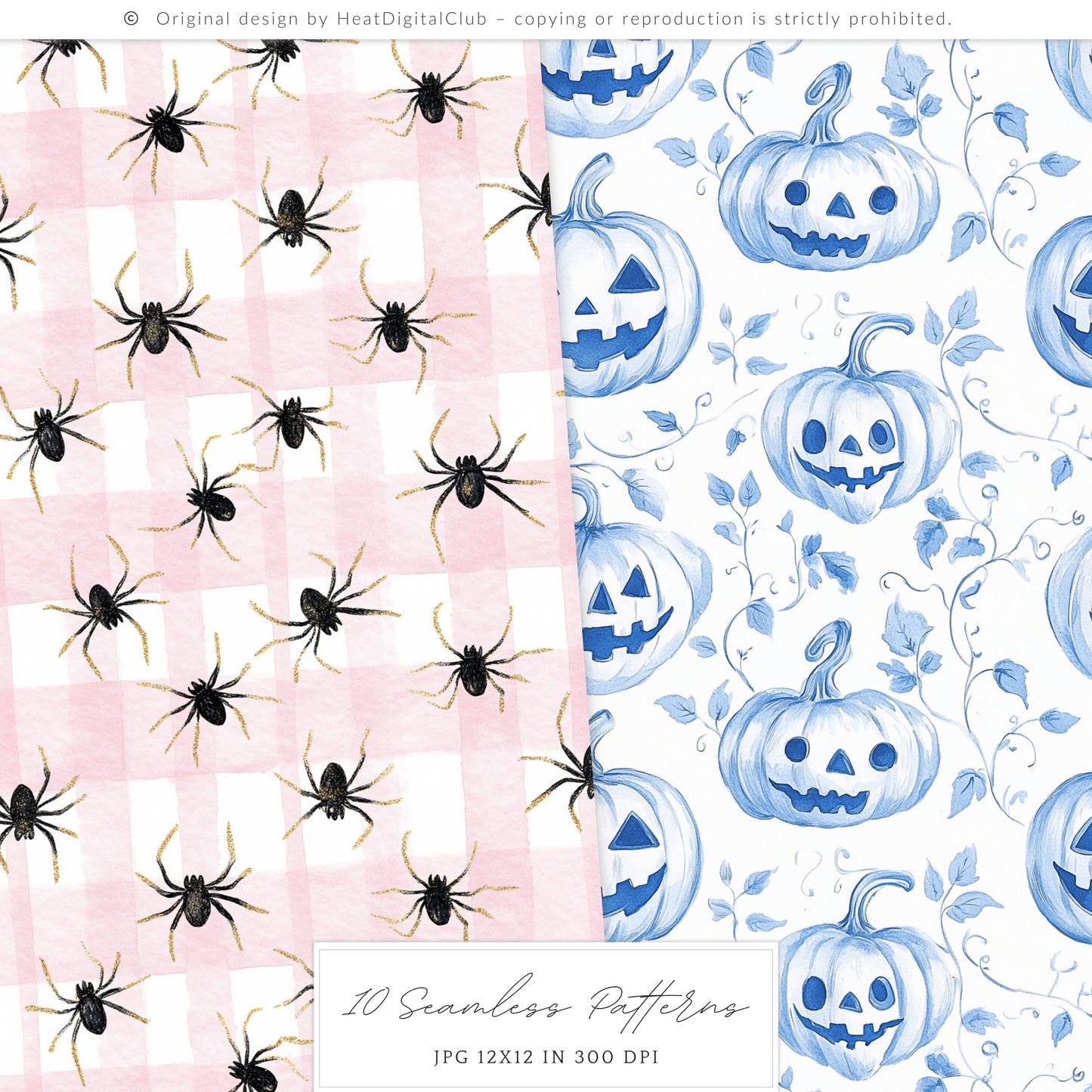 Chic to Death - Seamless Patterns, Halloween Grandmillennial, Chic Spooky | 10 JPEG
