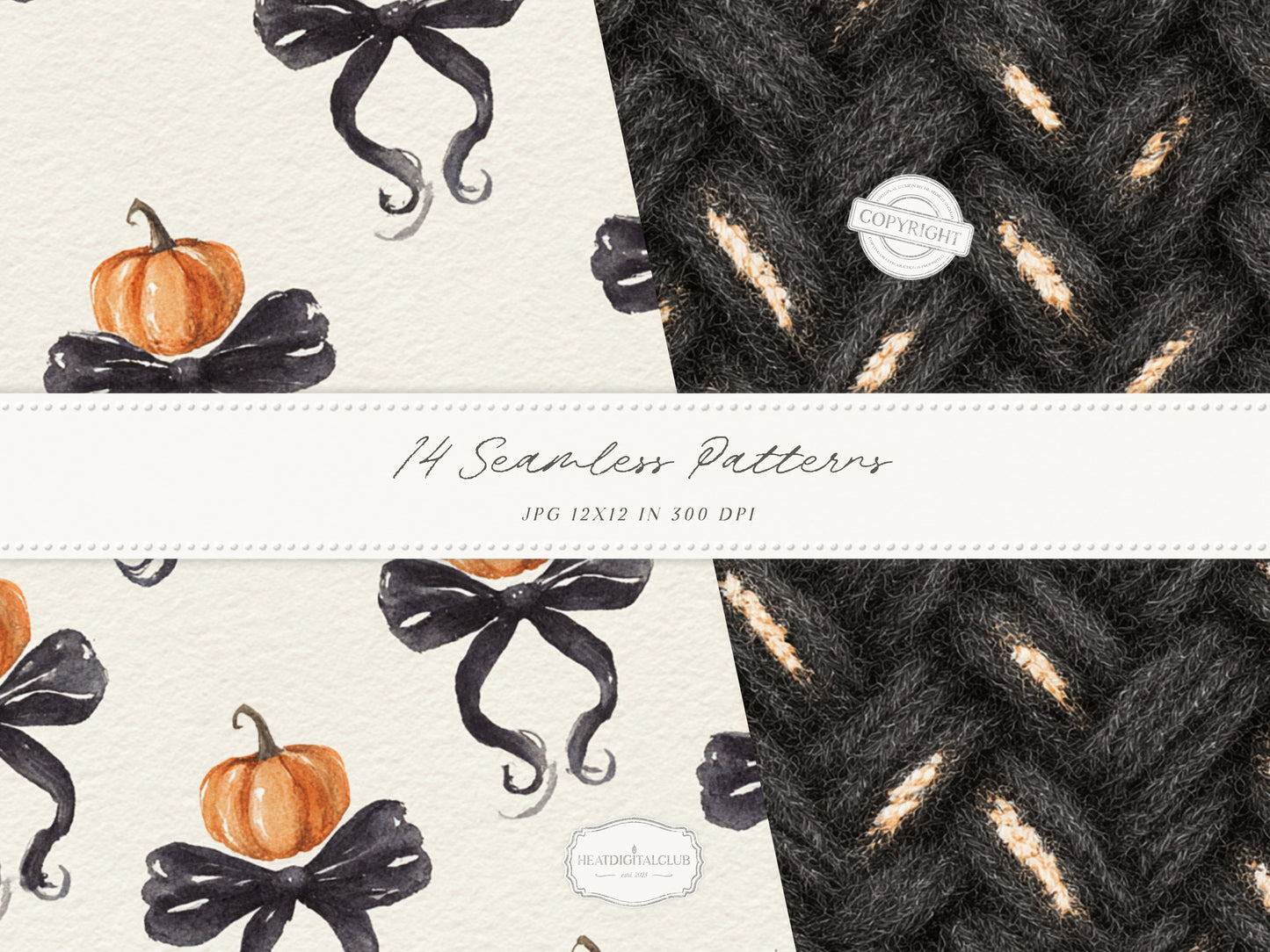 Fall After Dark - Seamless Patterns, Dark Coquette Fall, Black Lace Autumn Patterns, Moody Floral | 14 JPEG