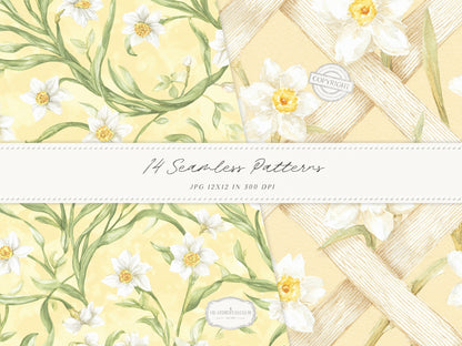 Summer Aperitivo - Seamless Patterns, Italian Citrus Patterns, Lemon Toile Floral Stripe Gingham | 14 JPEG