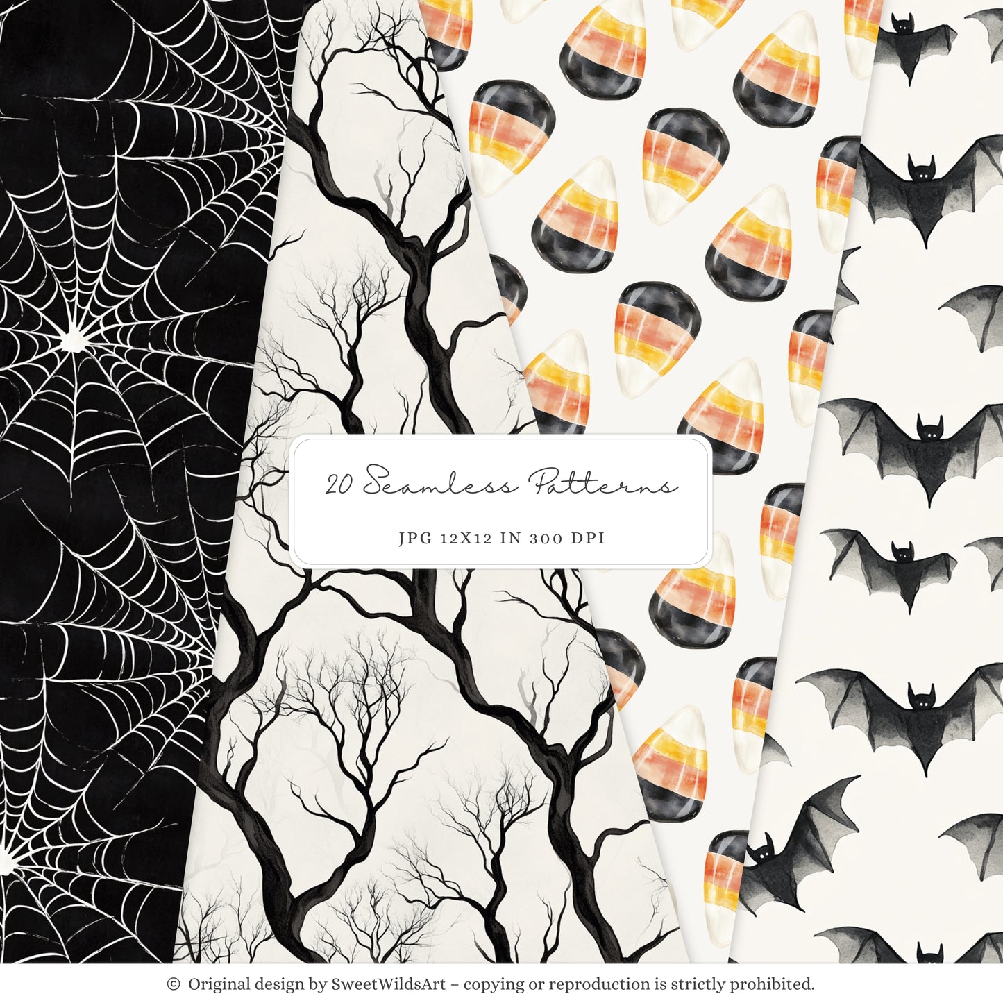 Honk or Haunt - Halloween Seamless Patterns, Candy Corn, Spiderweb | 20 JPEG
