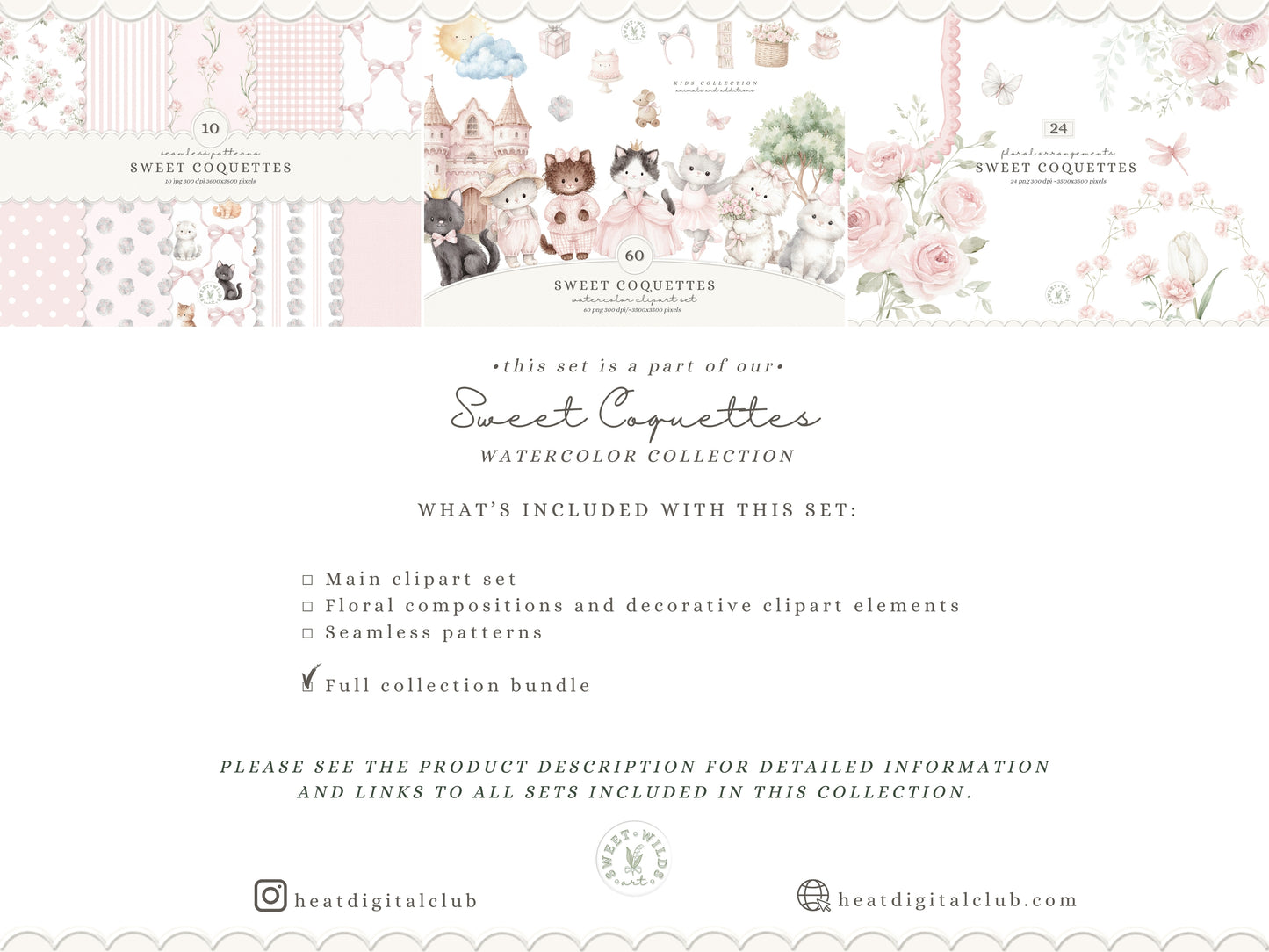 Sweet Coquettes - Cute Pink Cats Clipart Bundle, Coquette Nursery, Baby Girl Graphics, Ballet Cat | 94 PNG/JPEG