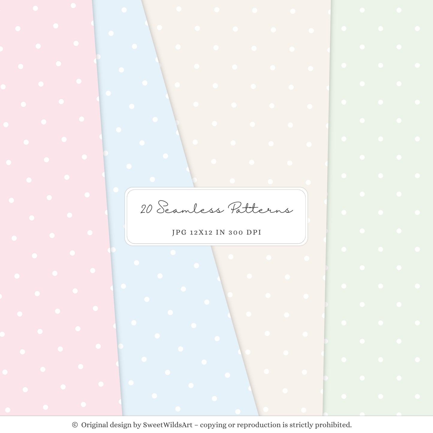 Drawing Party - Seamless Patterns, Kids Gingham Polka Dot Striped | 20 JPEG